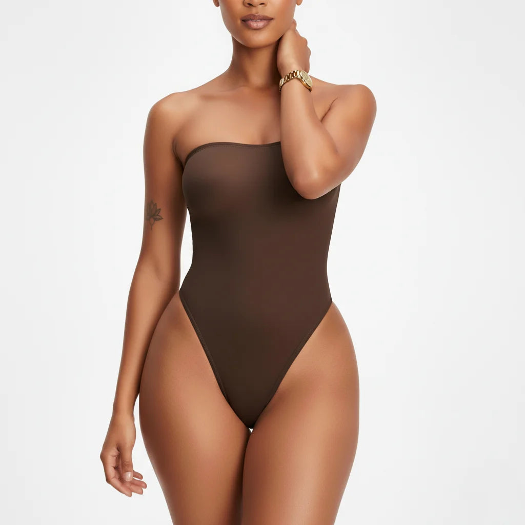Womens Strapless Seamless Shapewear Bodysuit Tummy Control Butt Lifter Body Shaper Thong Breathable Front ODM Medium Control