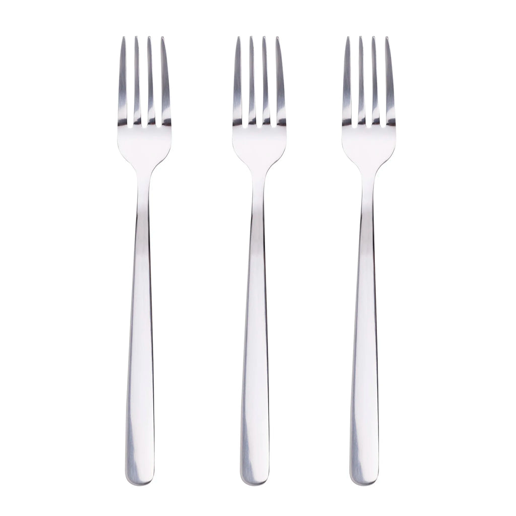 Set of 3 stainless steel dessert forks matte root