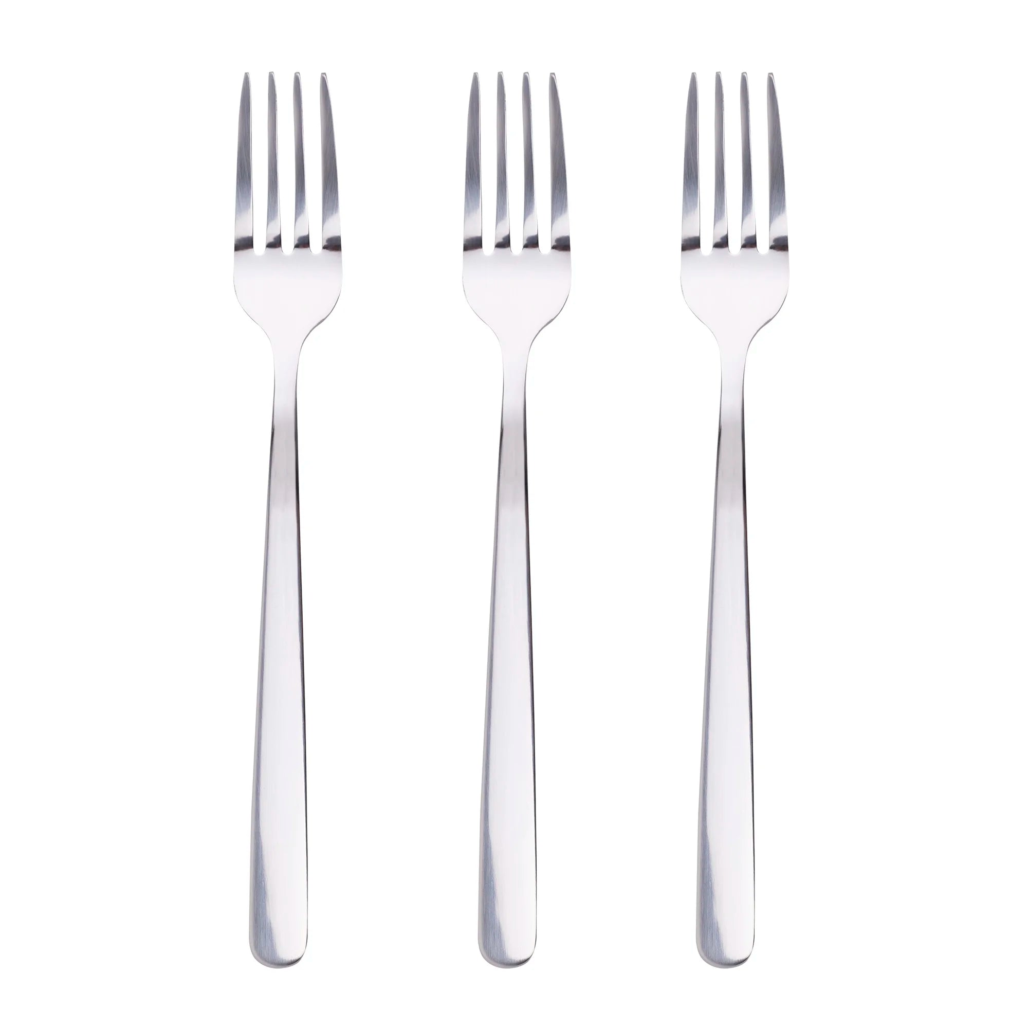 Set of 3 stainless steel dessert forks matte root