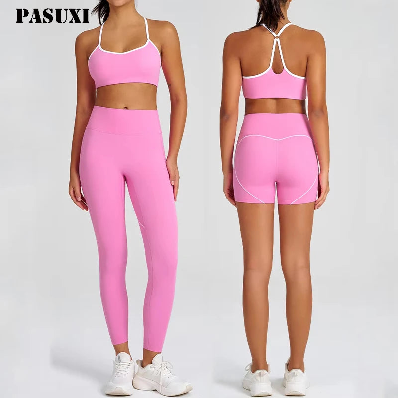 PASUXI 2025 New Sportswear Seamless Gym Fitness Sports Bra Leggings Workout Women Yoga Sets for Women