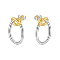 Latest 18K Gold Plated Brass Jewelry Hollow Oval Knot Two Tone Color Stud Earrings Hypoallergenic for Woman Earrings E241636