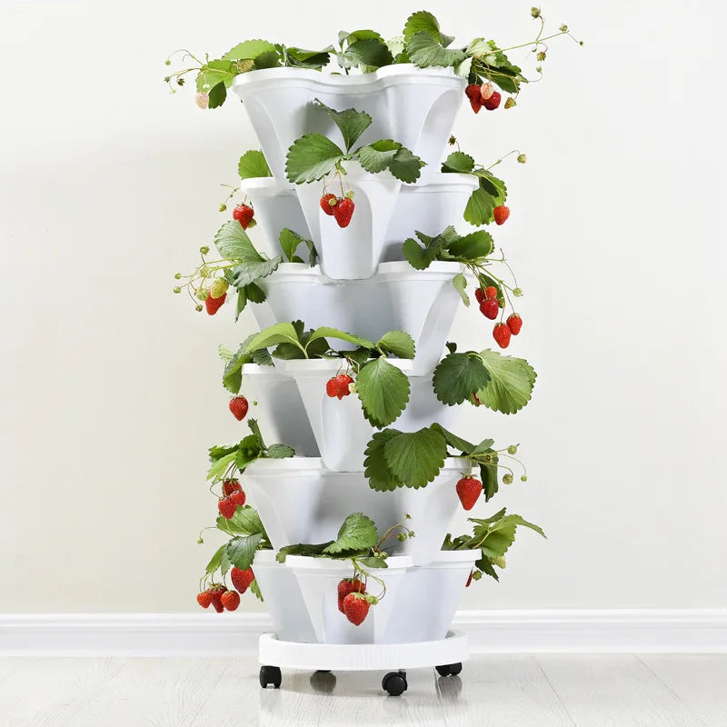 Three-Dimensional PP Strawberry Pot Multi-Layer Stacked Three-Petal Flower Cultivation Pot for Home & Garden Use