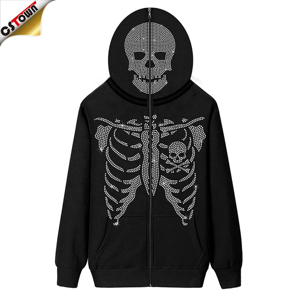 Hot Sales Rhinestone Skeleton Skull Rhinestone Designs for T Shirt
