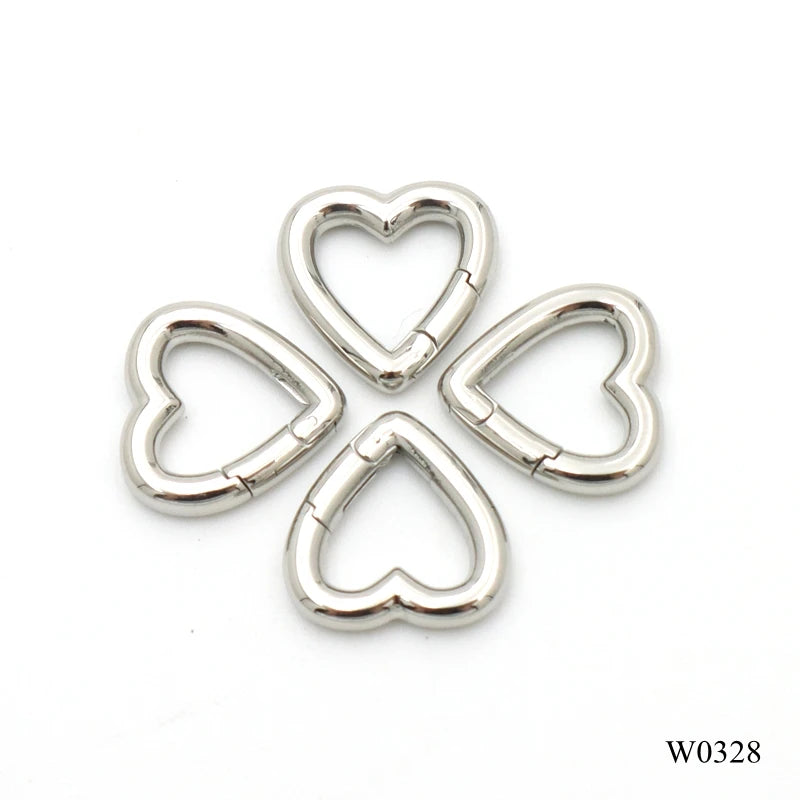 Various Sizes 316 Stainless Steel Heart Shape Spring O Ring Love Push Gate Clasp for Bag Jewelry