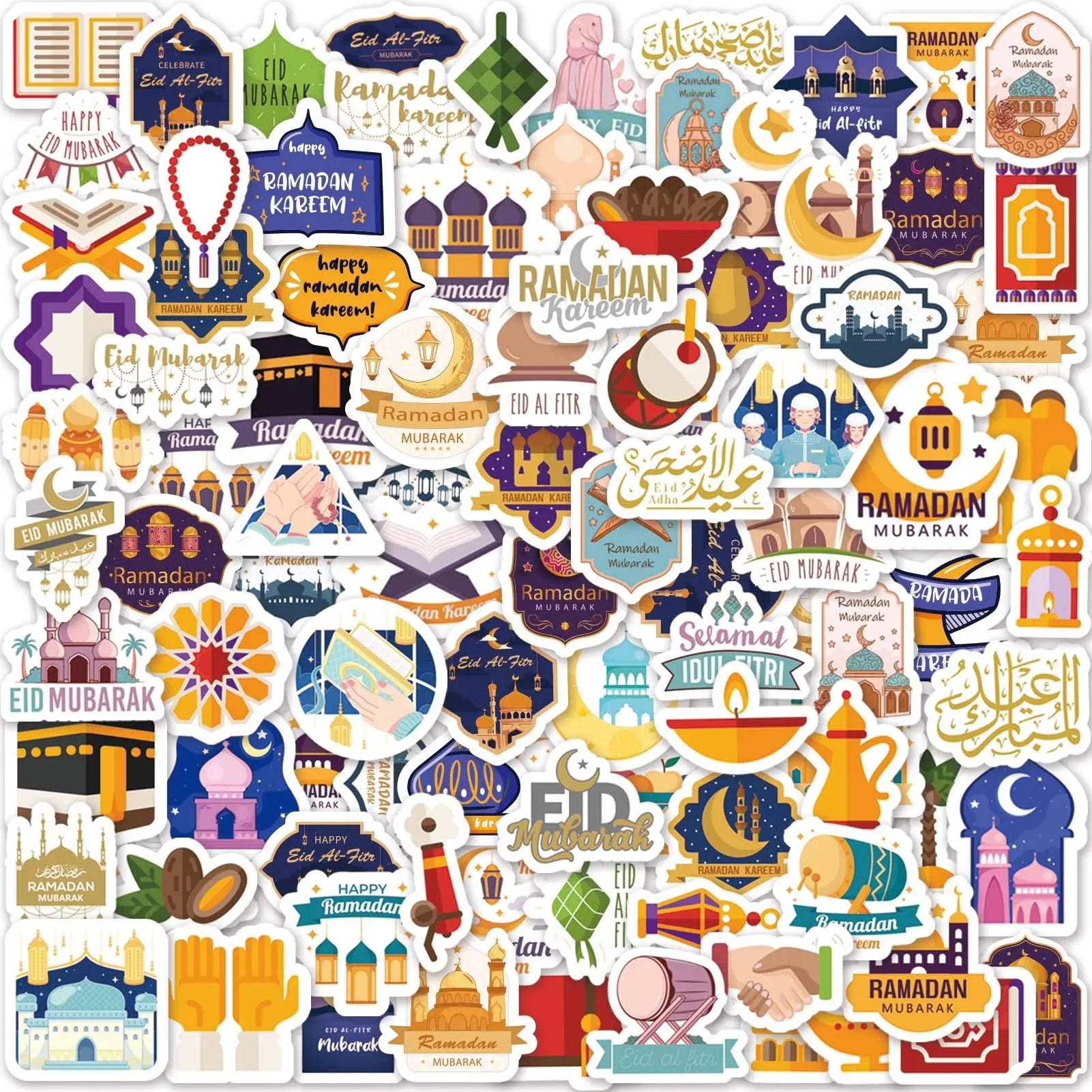 EID Mubarak Paper Sticker Gift Box Label Seal Stickers Islamic Muslim Eid Al-fitr Decoration Ramadan Kareem Supplies