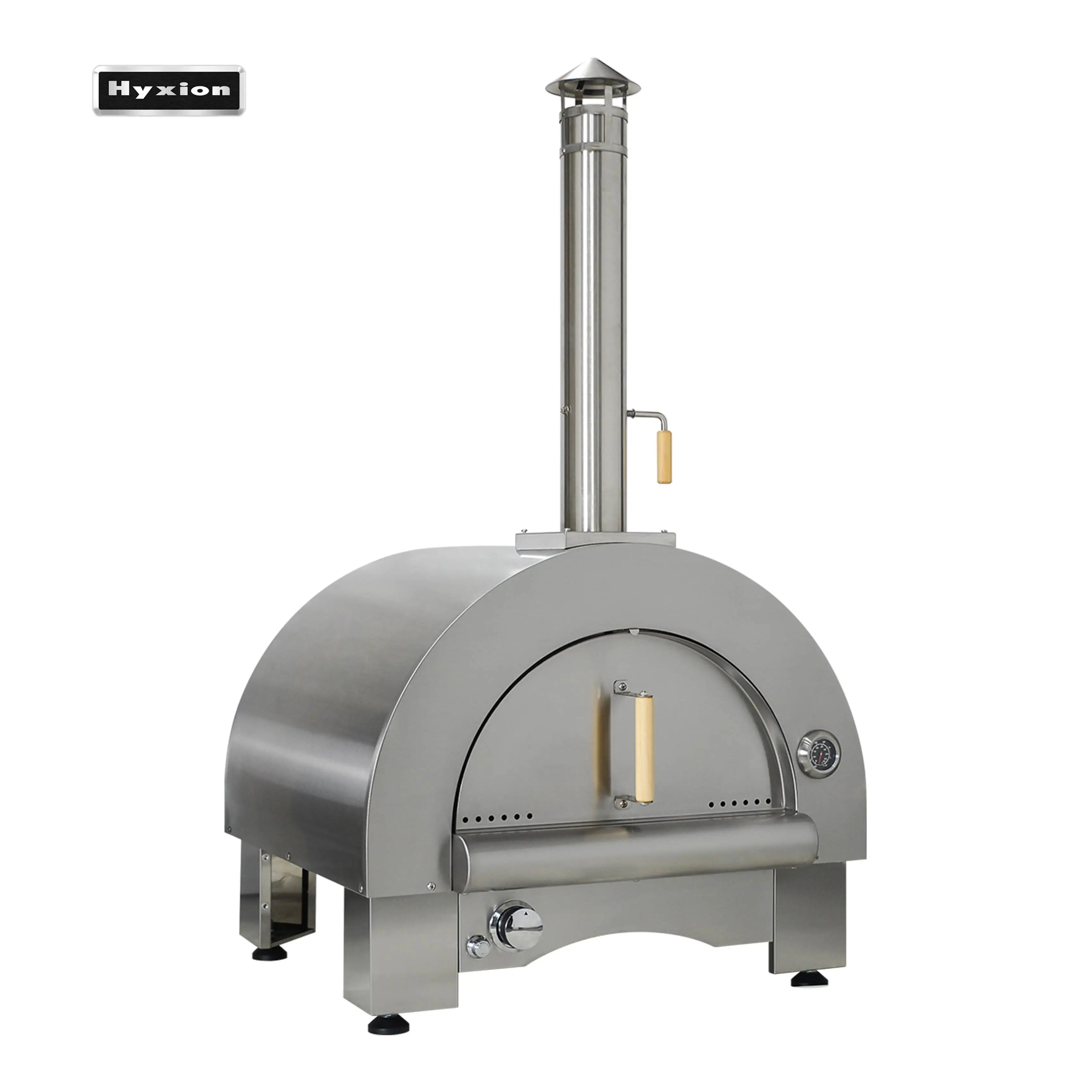 Premium Stainless Steel Gas & Wood Pizza Oven 82x73x120cm Black Enamel Metal Material