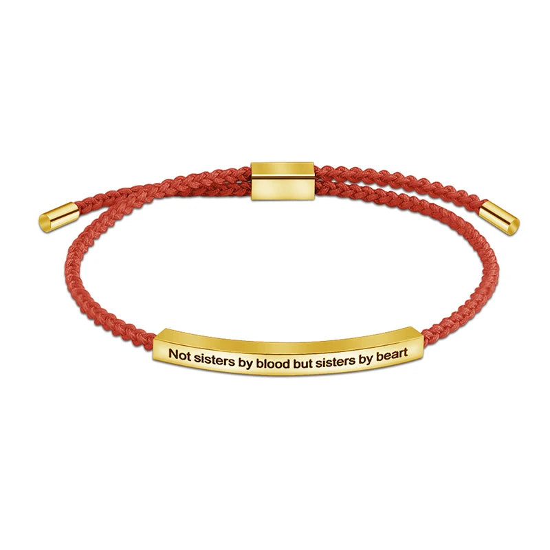 2023  New Design Custom Stainless Steel Engraving Knots Rope Adjustable Bracelet Weaving Bangle Women Girls Gift