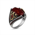 Azuris Turkish 925 Sterling Silver Men's Ring Fine Ottoman Style Jewelry Natural Stone Black VALKH1402