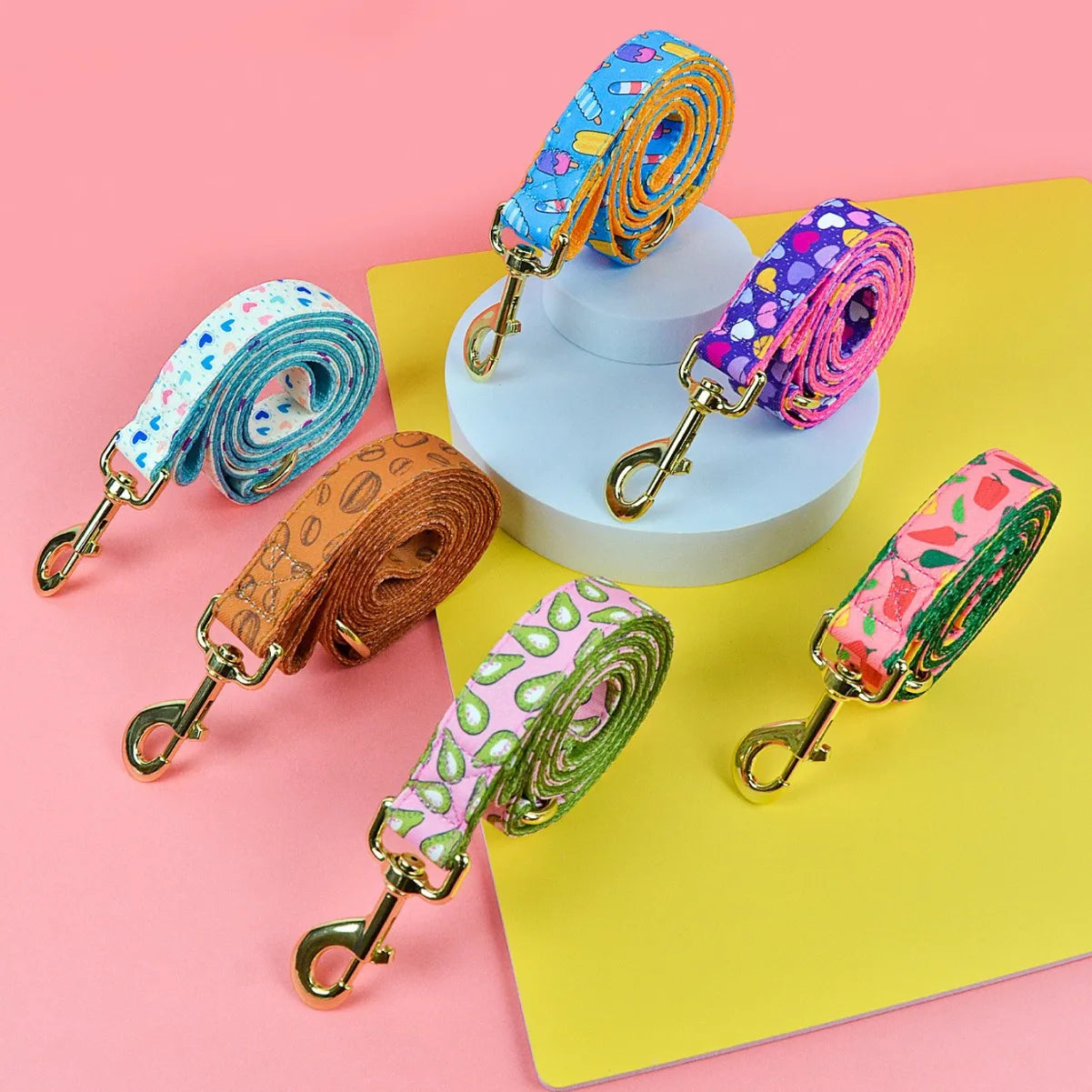Cute Spring Funny Bright Special Luxury Heated Mini Sublimation Dog Neck Leashes 1.5m Leash