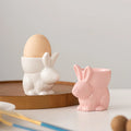 Easter Ceramic Bunny Egg Cup Holder | Cute Rabbit Design Glazed Ceramic Egg Stand for Breakfast & Easter Table Decor