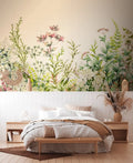 Germany Made Large Format Floral Jungle Beige Green Non Woven Vinyl Wall Mural 3.71x2.80m Light Resistant Bedroom Dining Easy
