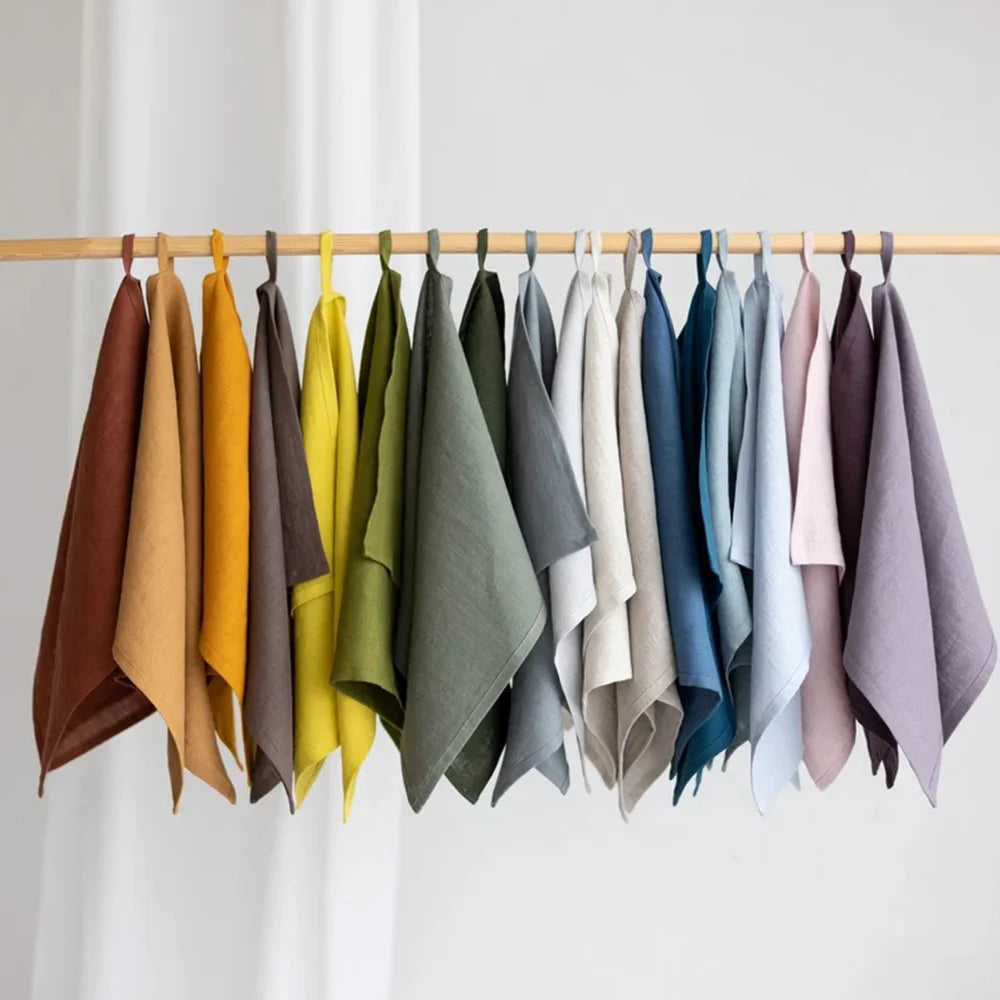 Top Selling Eco-Friendly Linen Fabric Table Cloth Napkin Solid Color Handmade Printed for High End Restaurant Wedding Modern