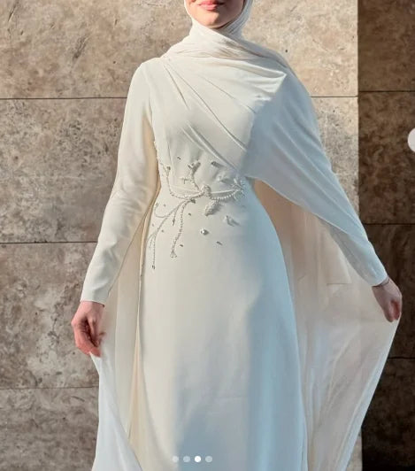 YKD048 2026 Eid Muslim Dress Wome Islamic Clothing Hijabs Traditional Elegant White Dress Conservative Robe Beautiful Dignified.