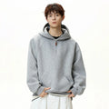 SK 350G Unisex Solid Black Half-Zip Hoodie Advanced Knitting Technology Comfortable Loose Fit-Sizes 3D Printed Sweatshirt