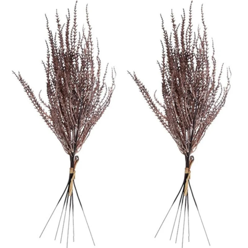 Artificial Plastic Branches Willow Stem for Vases Brown Wheat Grass Plant Vintage Bendable Stems for Home Wedding Party Kitchen
