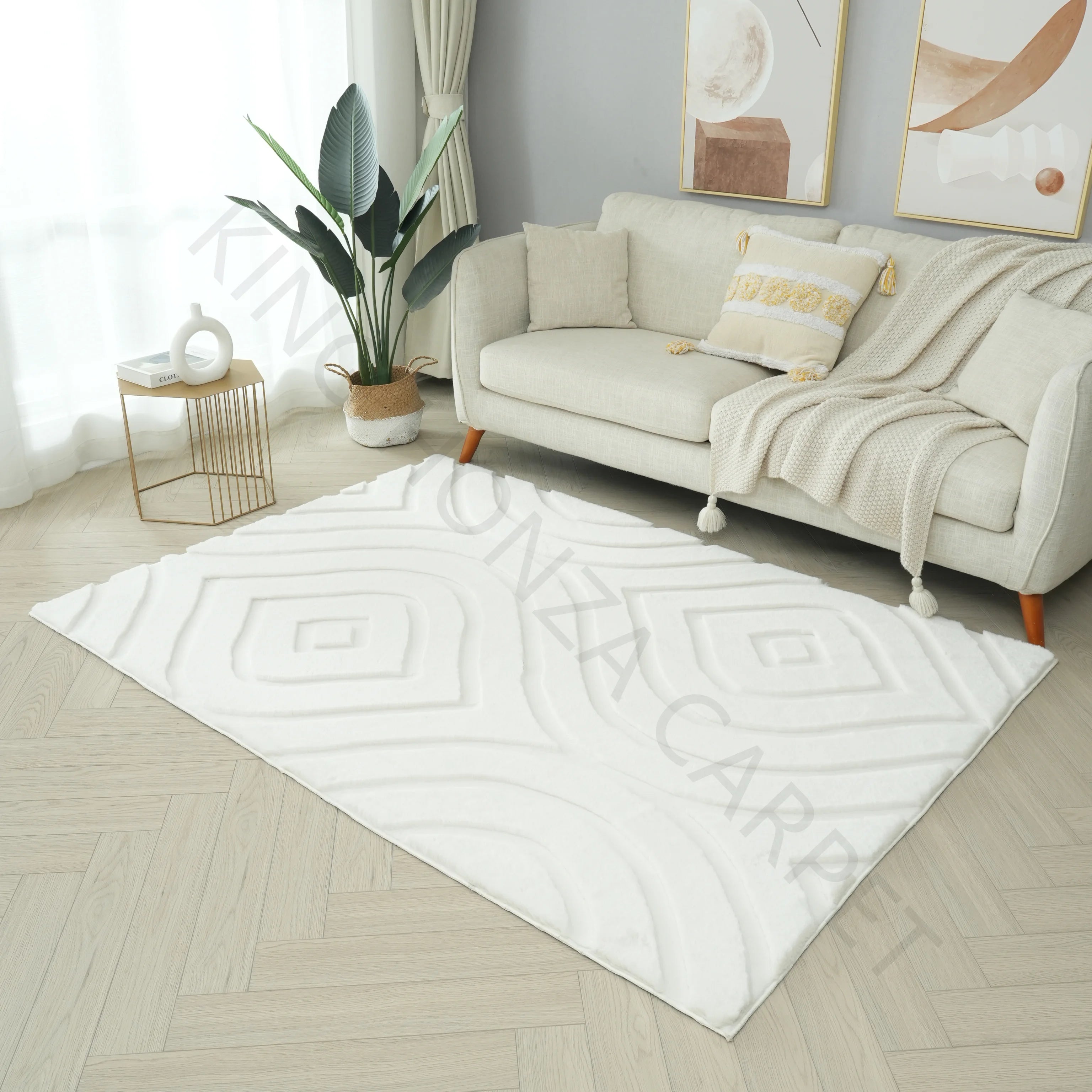 Wholesale Extra Soft 3D Grey Faux Rabbit Jacquard Carpet 2024 New Tip Rabbit Fur Thick Hair Large Rug