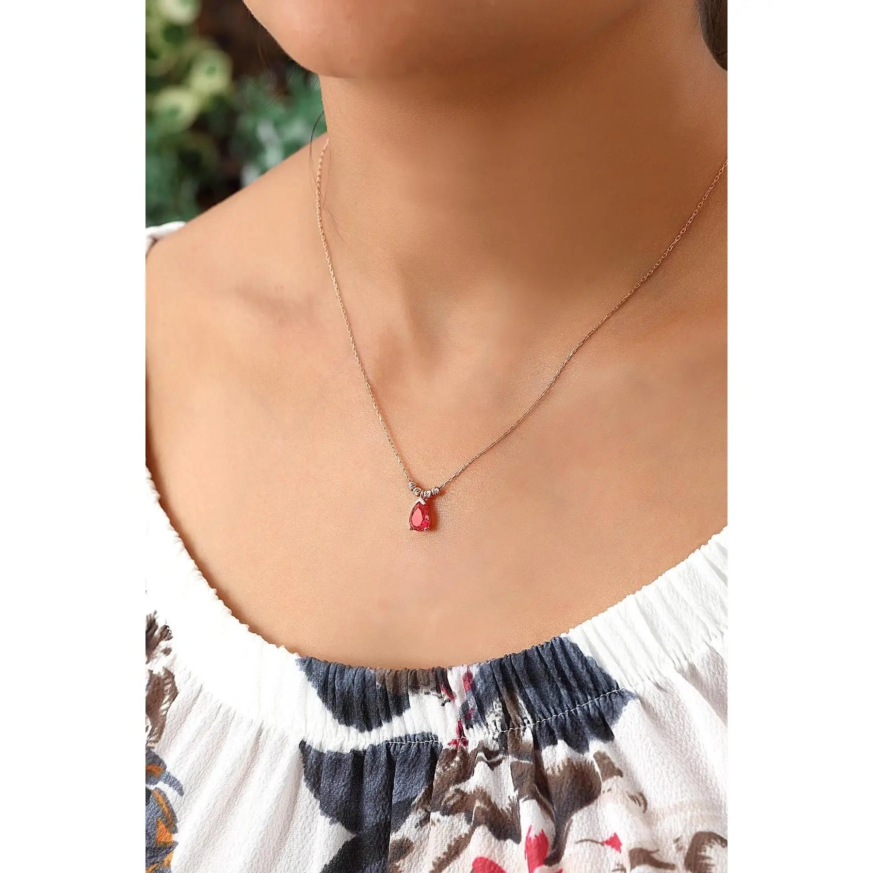 925 Sterling Silver Zircon Drop Pendant Necklace Turkey Elegant Fine Jewelry