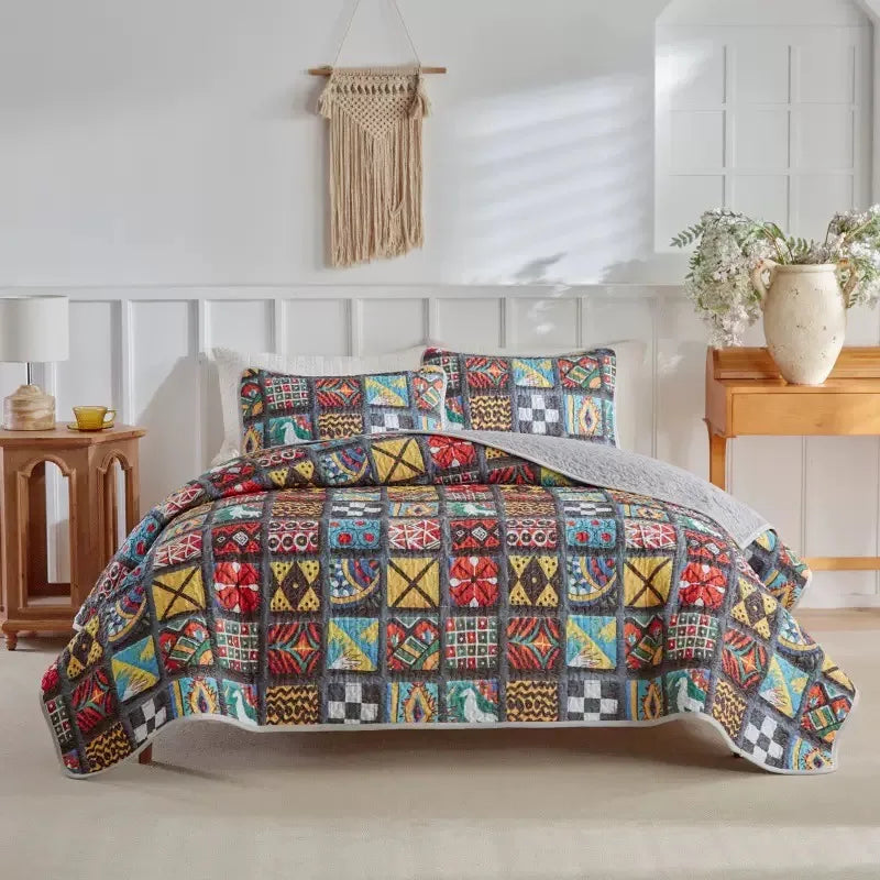 Bohemian Style Home Textiles Polyester Bedding Printed Comforter Quilts Bed Sheets Quilted Bedspread Set Wholesale MegaBDM
