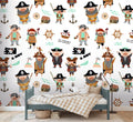 Made in Germany Photo Wallpaper Murals Kids Room Creme Brown Pink Non Woven Vinyl Wall Mural Pirates for Hotel - 280 x 159 m