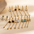 DAIHE French 18K Gold Plated 18K Gold Earrings All-Match Stainless Steel Love Eight Stars Flower Hollow for Women
