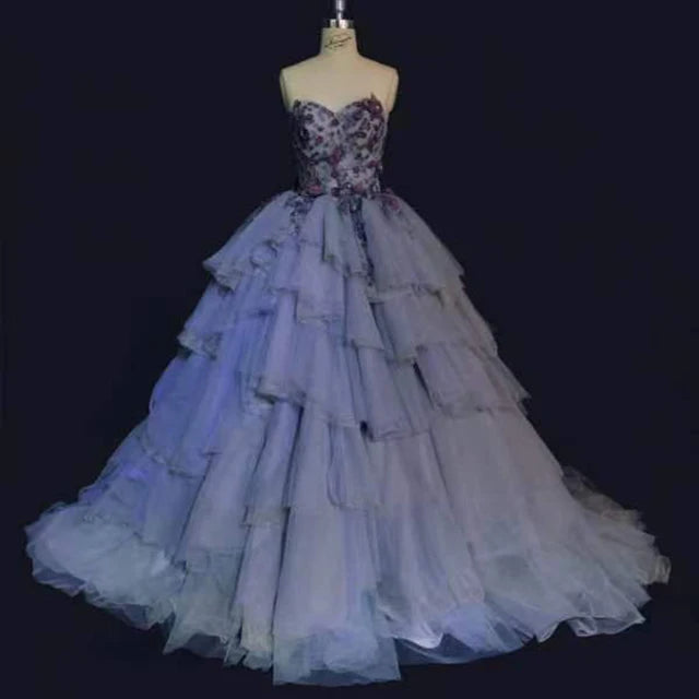 8332 2022 New Product Elegant Applique Lace Long Strapless Straps Party Evening Gown for Woman MegaBDM