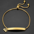 Mother's Day Children-Parent Matching Stainless Steel Bracelet with Engraving and Adjustable Long Pendant Necklace