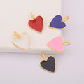 QIKU New Treddy Wholesale Colorful Enamel Heart Pendants 18K Gold Plated Charms for Jewelry Necklace Making