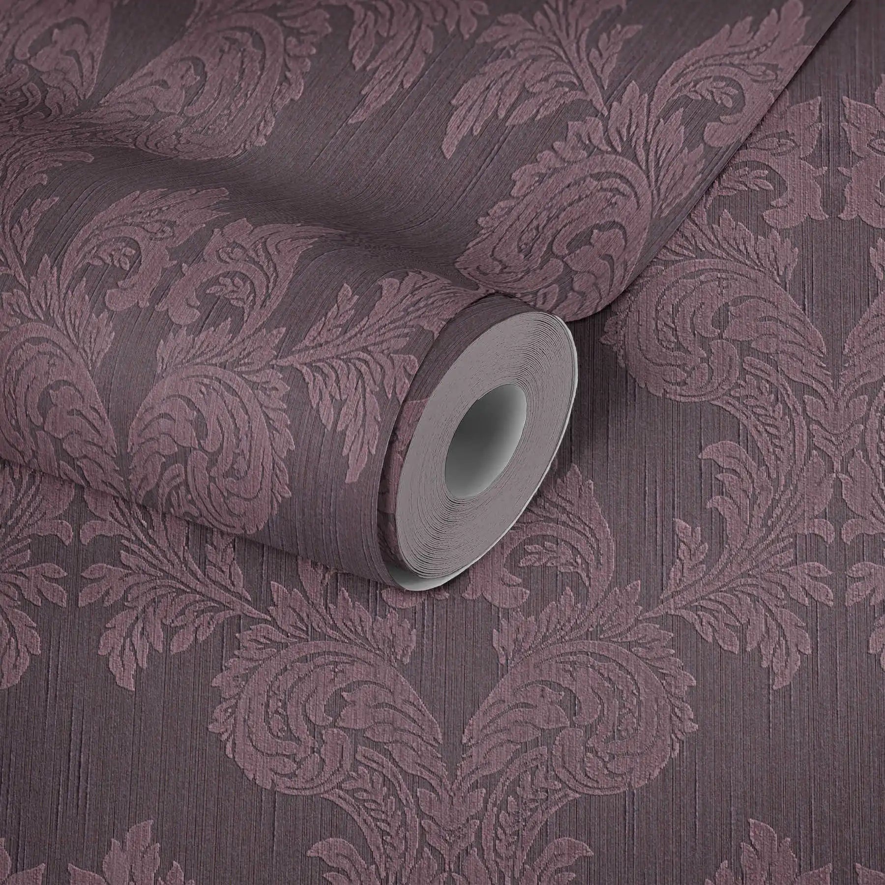 Made in Germany-Sale Modern Damask Purple Non Woven Sound-Absorbing Wallpaper Rolls-1005 X 053 m Stock Clearance