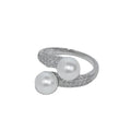 Fenyi Wholesale Jewelry Fashion Retro Gorgeous Classic Diamond Large Pearl ZIRCON Adjustable Opening  Ring for Women