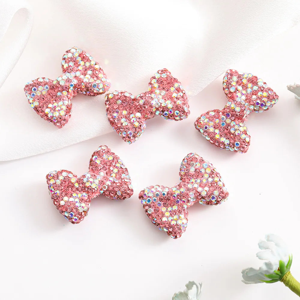 Gypsophila Classic Soft Clay Full Drill Straight Hole Beads Colorful Bow Design DIY Phone Keychain Acrylic Plastic Lucite Beads