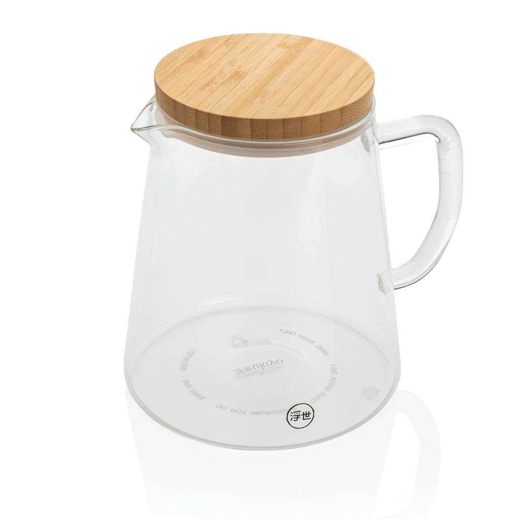 Ukiyo 1.2L Borosilicate Glass Drinkware with Bamboo Lid Elegant Glass Jar