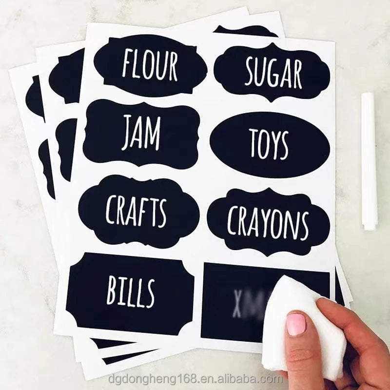 Custom Self Adhesive Paper Label Sticker Removable Food Label Chalkboard Spice Sticker Reusable Jam Label