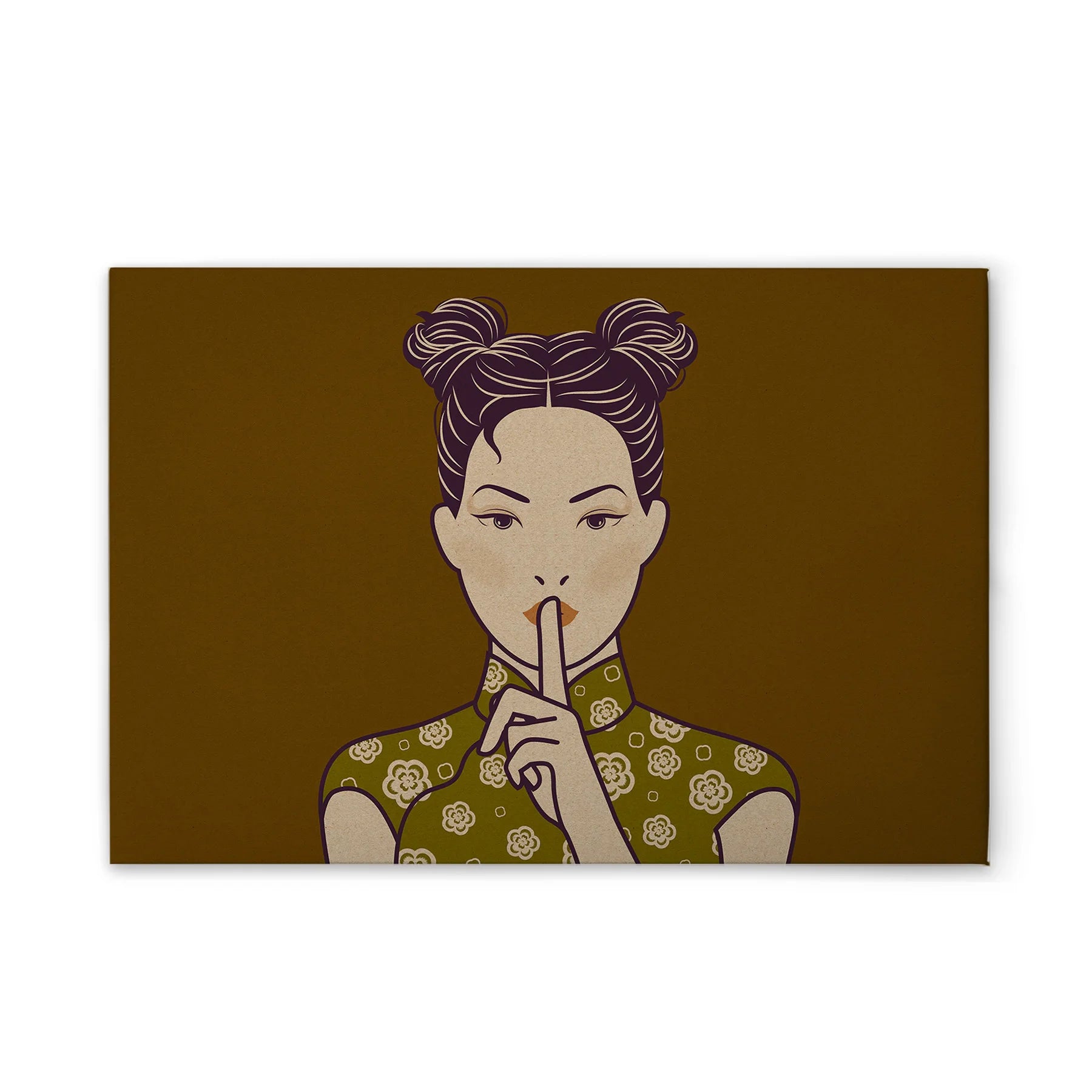Made In Germany - Home Decor Canvas Picture Asian - Wall Painting Mural In Green And Purple - Canvas Picture On Stretcher Frame