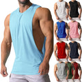 Men's Trendy Summer Sleeveless Tank Top Solid Color Loose Fit Casual Sports Vest Knitted Weaving Stonewashed Techniques