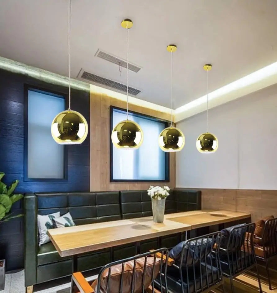 LED Ceiling For Double Hole Bronze Electroplated Glass Ball Chandelier Hotel Engineering Bar KTV Away Restaurant Lighting