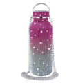 350 Ml Pink Leak Proof Shinny Glitter Water Bottle Bling Diamond Vacuum Flask Bottle with Chain