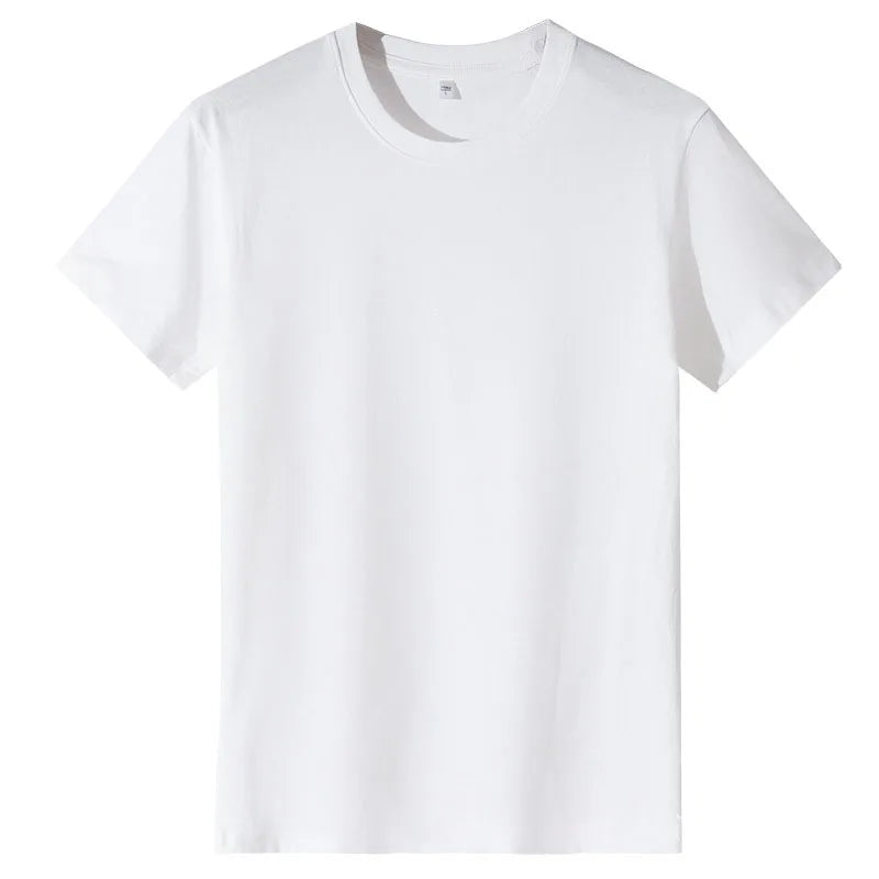 OEM Customized summer 180g combed cotton round neck tshirt for men and women casual solid color short sleeved shirt