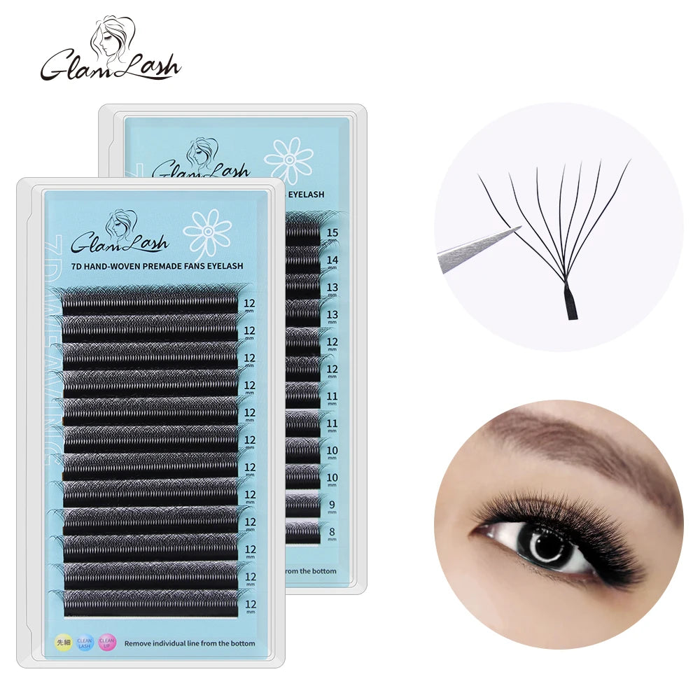Your Brand Custom Logo 0.07mm c d Curl Lash Trays Premade Volume Synthetic Soft Easy Fan 7D W Shaped Eyelash Extension MegaBDM