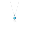Azuris 925 Sterling Silver Blue Agate Stone Evil Eye Necklace Made in Turkey