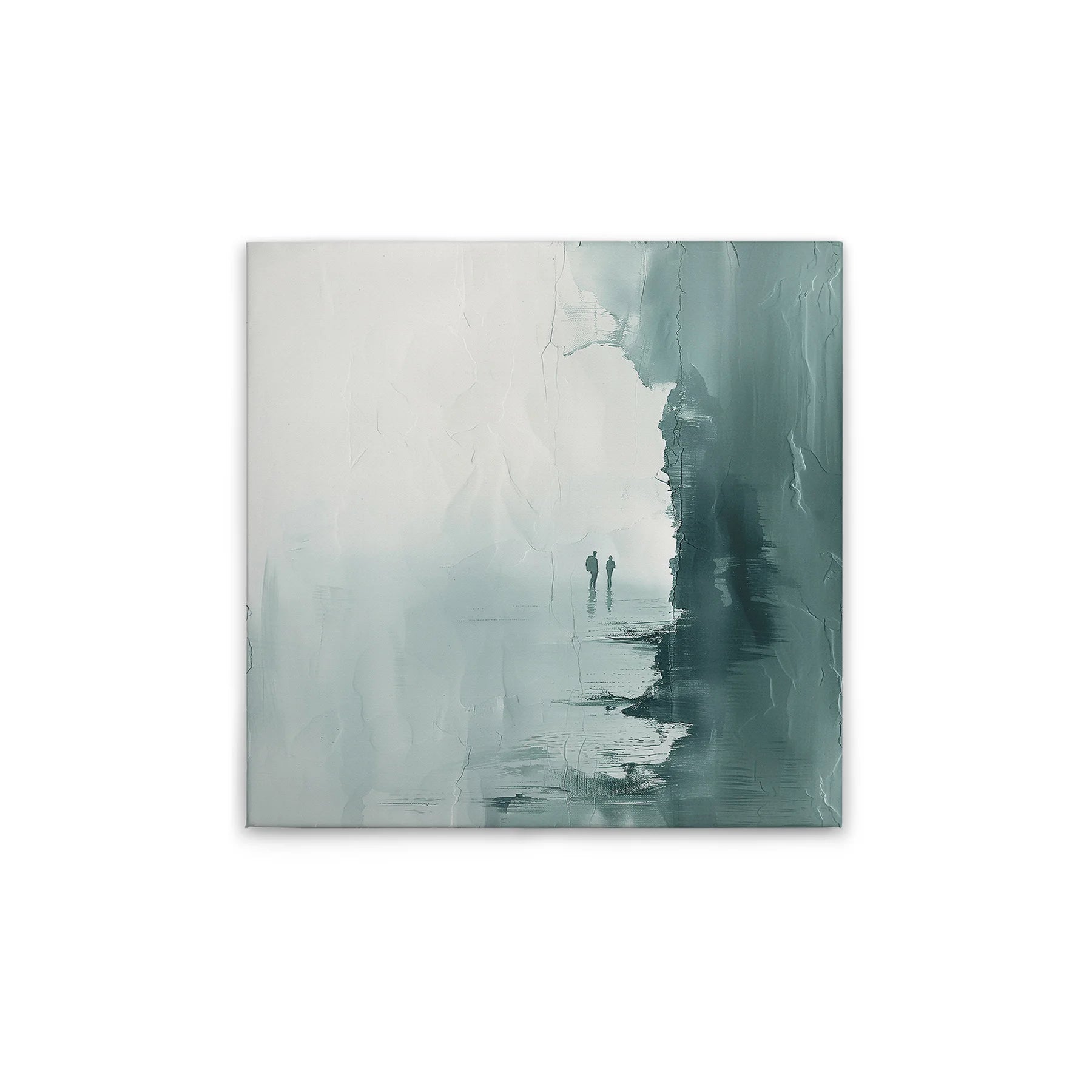 Made In Germany - Home Decor Canvas Picture Beach Motif Abstract - Wall Painting Mural In Blue And Grey - Stretcher Frame Art