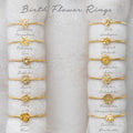 Simple Stack Finger Jewelry Gold Plated 12 Months Birth Flower Shape Rings to My Daughter