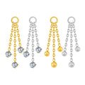 Right Grand ASTM F136 Titanium Triple Chain CZ/Ball Pendant Charm for Ear Lobe Dangle Hoop Huggie Earrings Piercing