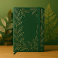LABON Dark Green Gold Leaf Journal 160GSM Thick Paper Hardcover A5 Dotted Notebook Dual Ribbon Bookmark Diary for Writing Gift
