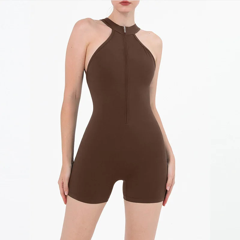 Women's Shoulder Casual Slim Beach Jumpsuit Solid Brand One Piece Bodysuit Pattern Short Sweet Style for Summer Wholesale Knee