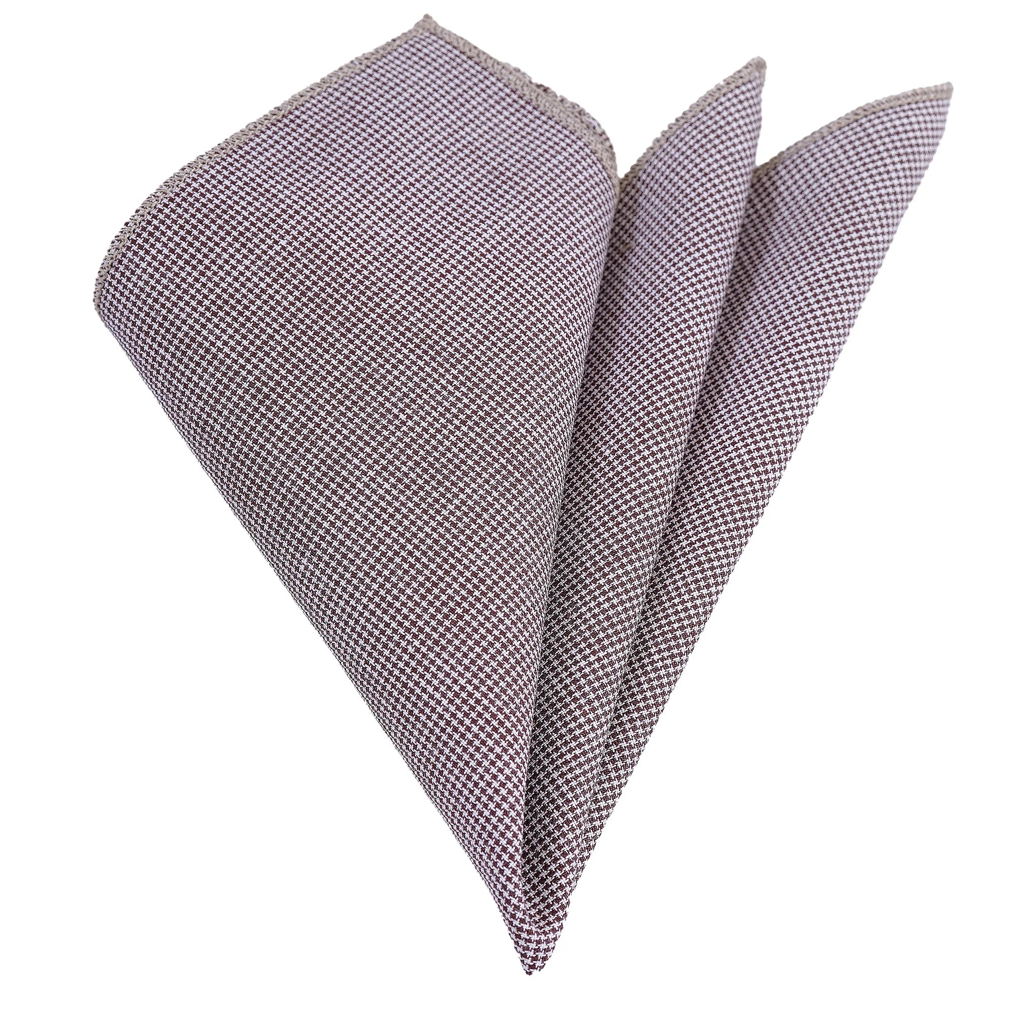 Beige and Brown Houndstooth Cotton Neckerchief