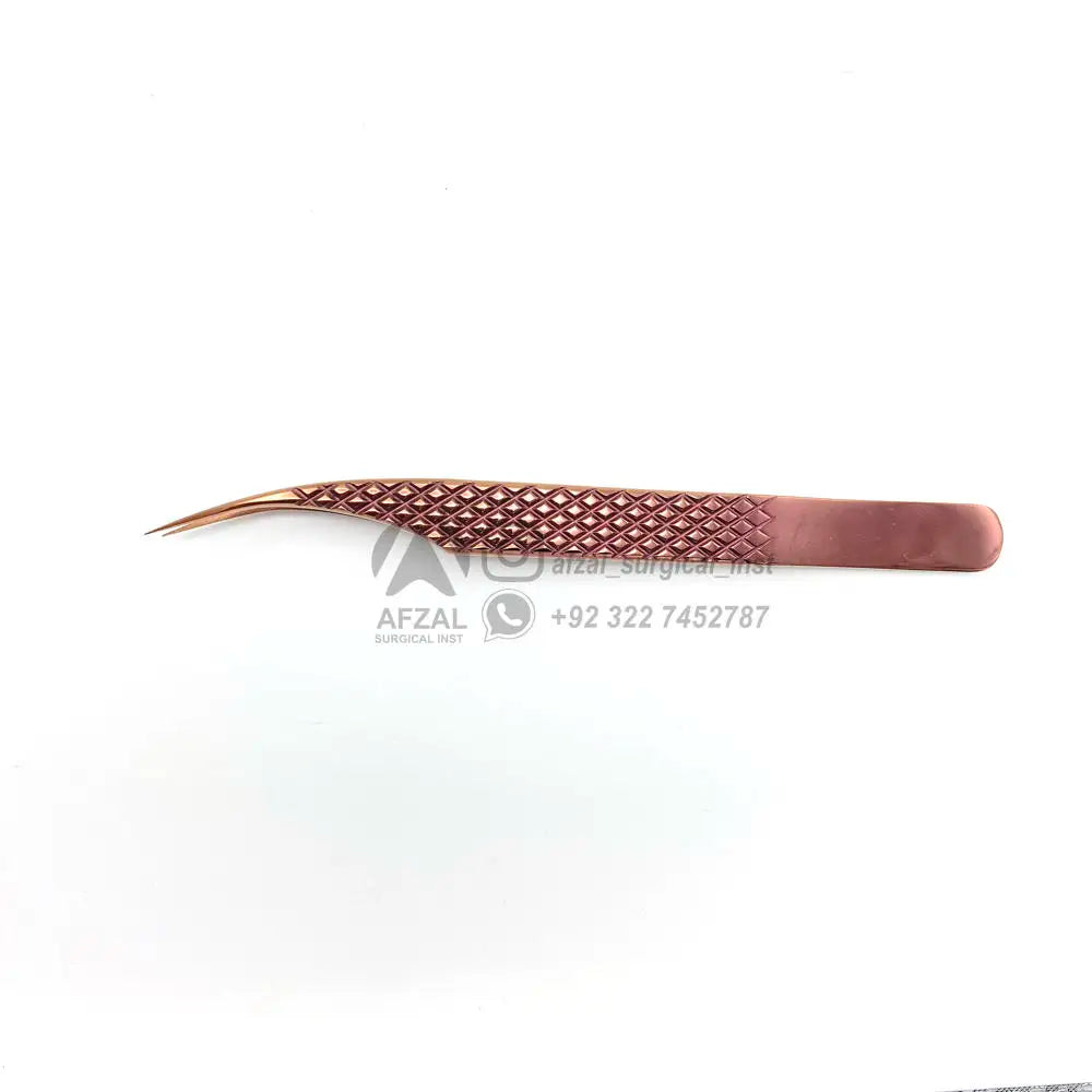 2025 Chocolate Rose Gold Color Round isolation Eyelash Extension Tweezers With Diamond Printed Gripping Set
