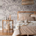 Modern Non-Woven Photo Wallpaper Butterflies-High Quality Beige Botanical Design-Scratch Light Living Room