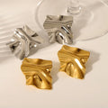 Stainless Steel Asymmetric Unique Earrings Waterproof Trendy Metal Texture Simple Indian Earrings Jewelry Gift