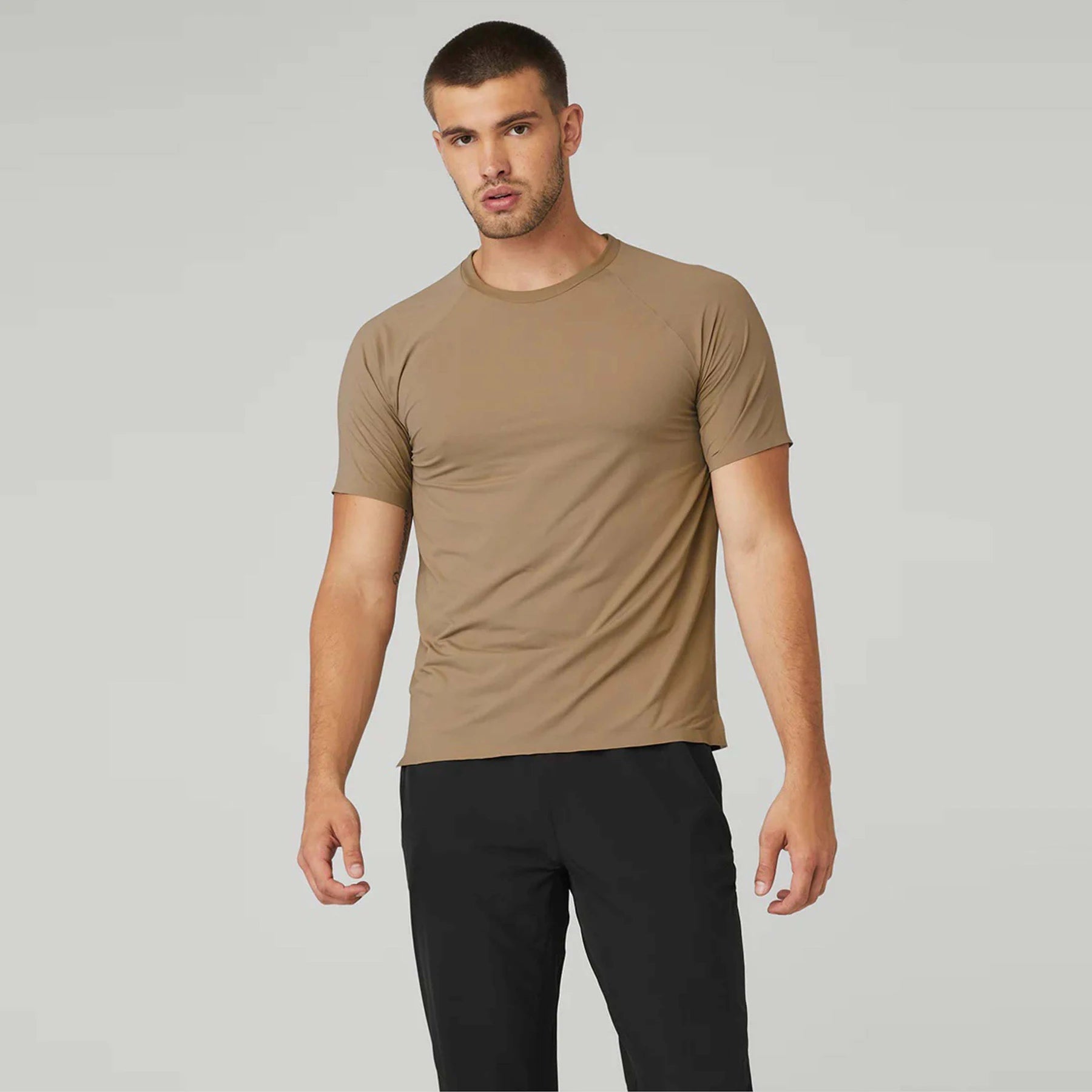 Men's 100% Cotton Athletic T-Shirt Quick-Dry Moisture-Wicking Performance Short Sleeve Customizable Loose Fit Gym Workout Shirt