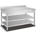 Multi-Purpose Stainless Steel Work Table Three-Layer Easy Assembly for Warehouse & Garage Stainless Steel Worktable
